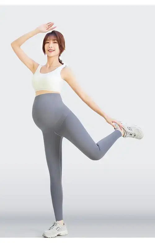 霞婷孕妇打底裤春秋外穿芭比瑜伽裤休闲运动托腹鲨鱼裤子dk2201驼色m