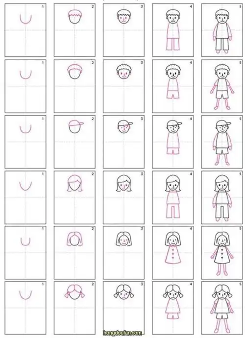 超级简单画小人男生女生老是要如何画