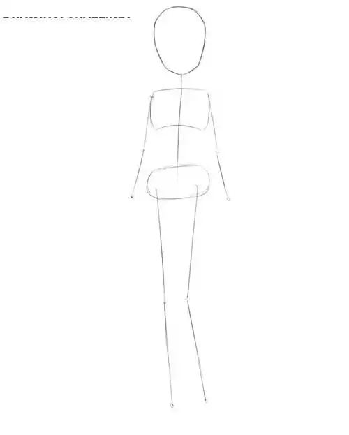 然后我们可以在火柴人中思考人物的这些特征进行绘画草稿