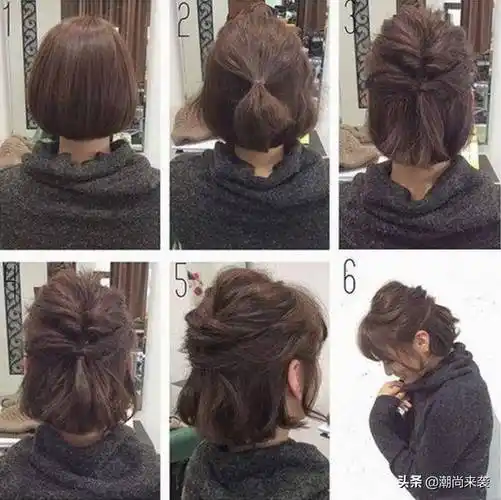 短发半扎编发设计步骤是先扎一个低马尾辫,两侧要各留出一股头发备用.