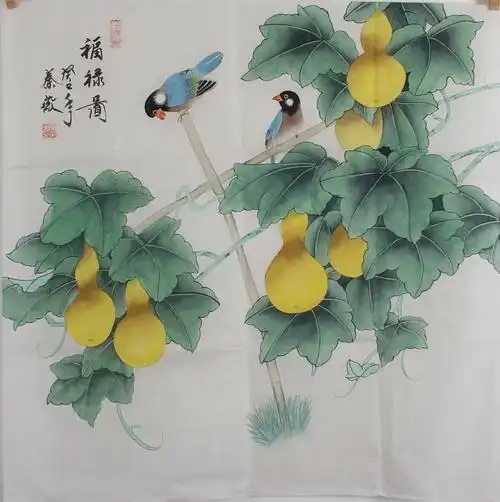 四尺斗方工笔花鸟画国画《葫芦》装饰画秦薇字画1455