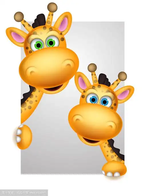 可爱的一对长颈鹿卡通