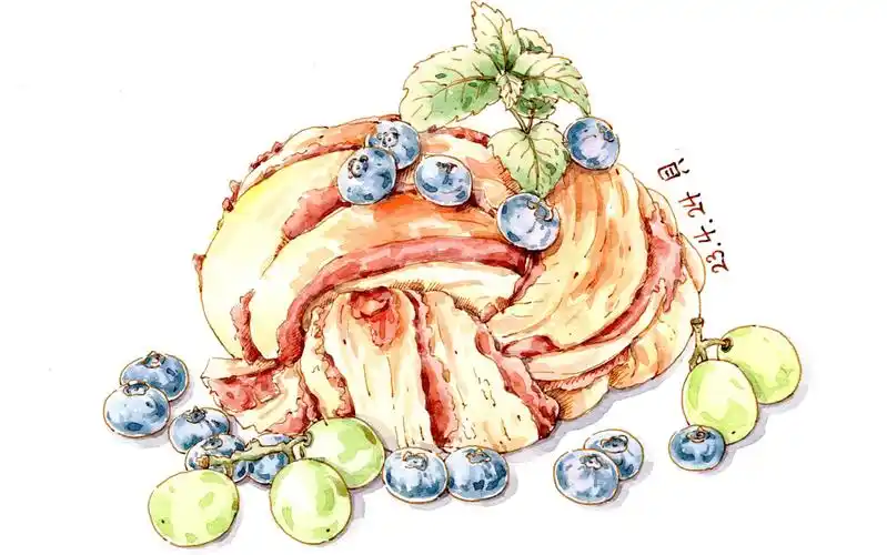 钢笔淡彩 | 美食 | 面包手绘过程