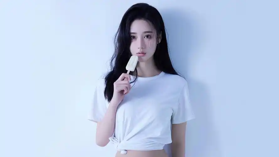 美女 长发 白色衣服 雪糕 高清 桌面 壁纸高清大图预览1920x1080_美女