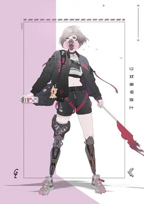 赛博朋克少女机械义肢 动漫插画参考 park junkyu