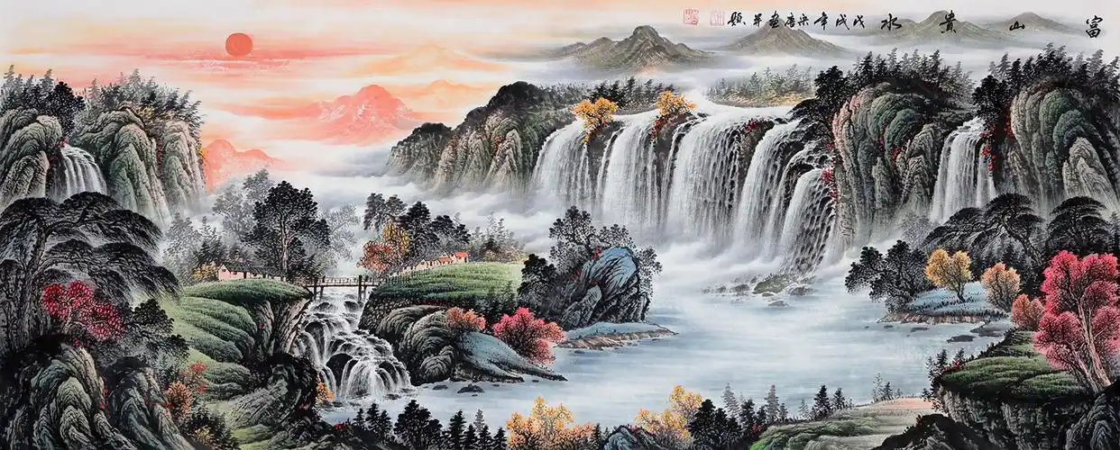 宋唐最新力作风水画聚宝盆作品《富山贵水》