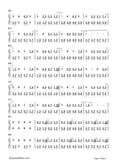 多幸运-韩安旭双手简谱预览3