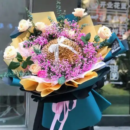 创意网红水果榴莲花束重庆花店同城速递节日鲜花速递同城