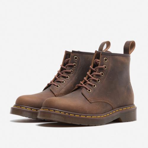 复古经典马丁靴女英伦风棕色做旧6孔真皮机车短靴疯马皮男女款靴