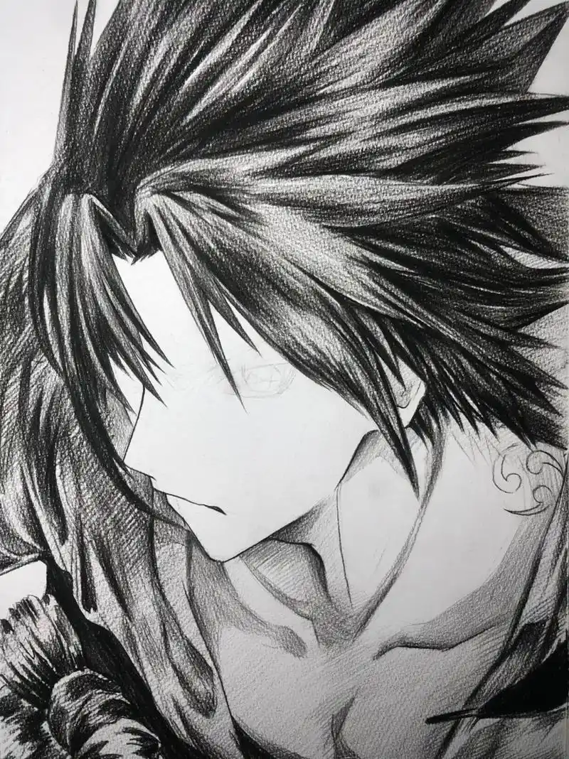 火影忍者动漫人物宇智波佐助绘画过程图