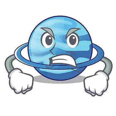 愤怒的星球天王星在卡通形式矢量插图