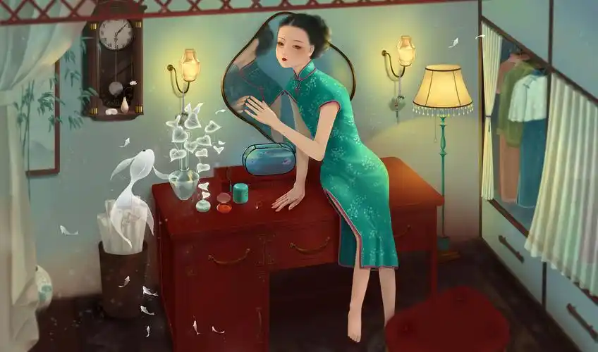 旗袍 民国风 插画