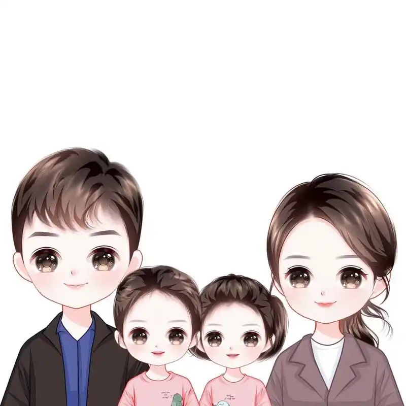 手绘可爱卡通一家四口亲子全家福头像 超好看的手绘一家四口亲子