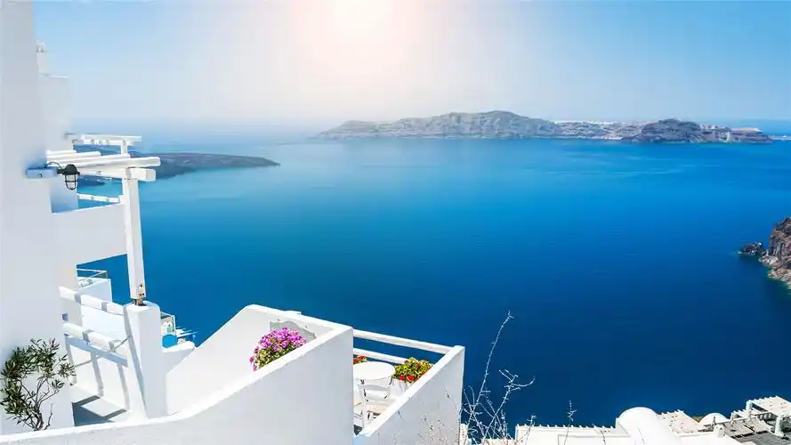 蓝白世界圣托里尼风光高清桌面壁纸-风景壁纸-壁纸下载-美桌网