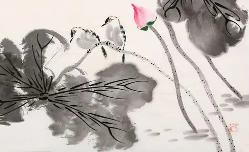 名家霍春阳字画斗方写意水墨荷花纯手绘书画名人花鸟国画作品收藏