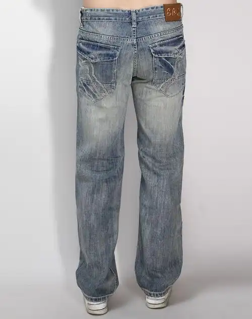 男装库存专场ebase garcons 男款浅蓝色怀旧牛仔长裤