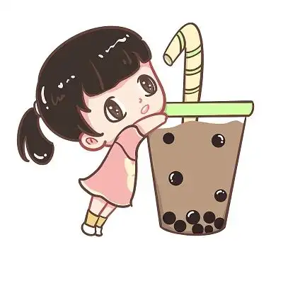 小女孩喝奶茶夏天卡通人物珍珠奶茶png素材喝奶茶元素