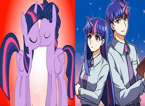 彩虹小马:小马情侣双双拟人化,紫悦是职场恋爱,穗龙cp可爱呆萌