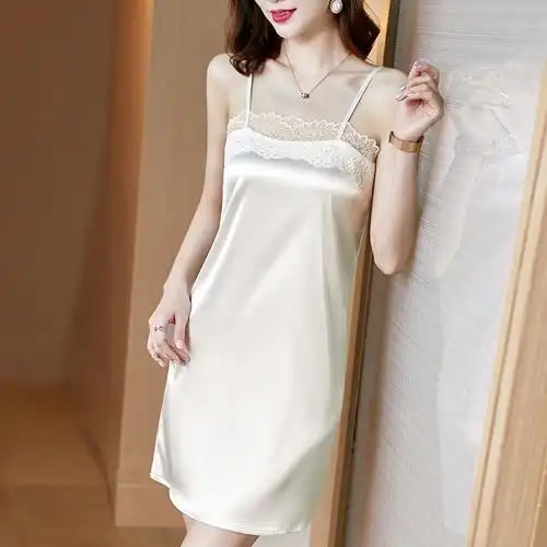 春夏吊带裙女内搭缎面打底真丝连衣裙中长背心背心吊带