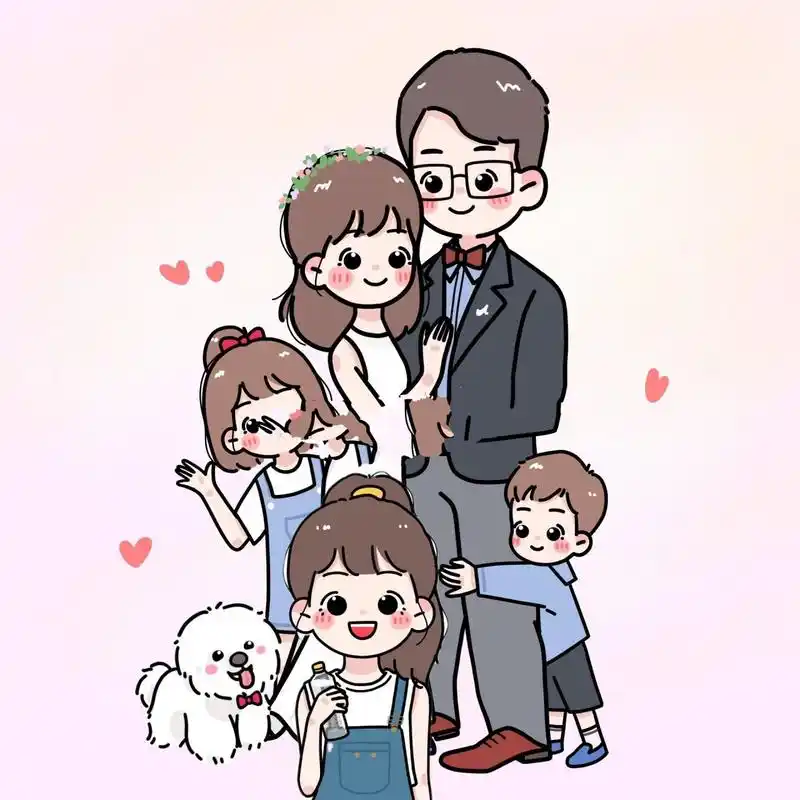 一家五口两女一儿头像～你留言我做图