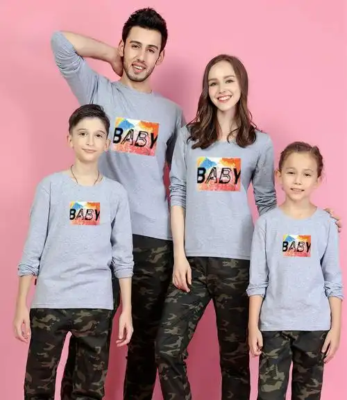 2016年新款秋亲子装长袖家庭装秋季宽松