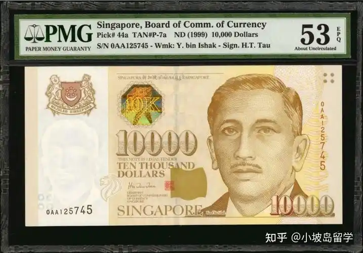 目前,新加坡的纸币面额为10000元,1000元,100元,50元,10元,5元,2元.