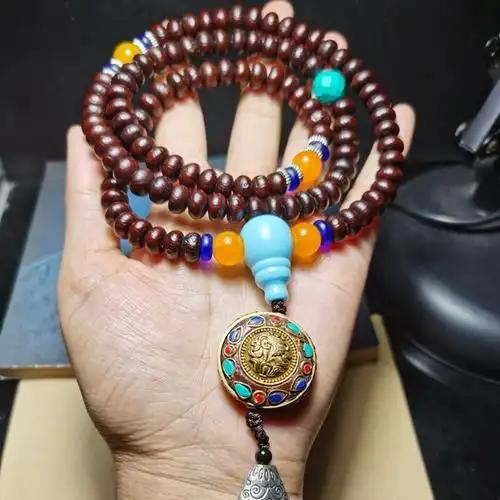 高油满手串文玩念珠男女手链佛珠108颗提子包紫金佛珠