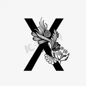 黑白奢华字母x艺术字