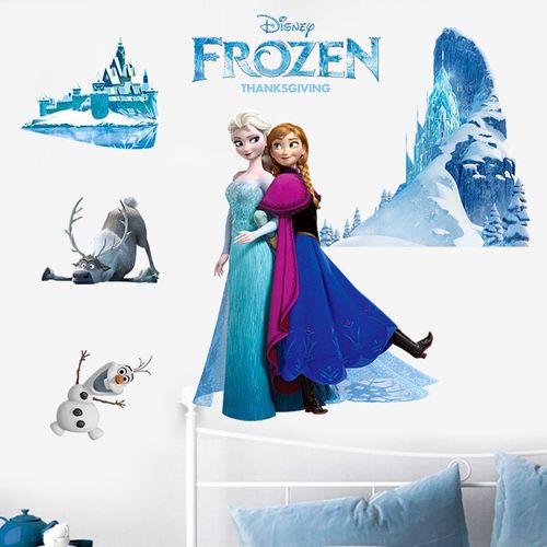 冰雪奇缘海报墙纸艾莎女王安娜公主贴纸卡通儿童房卧室装饰墙贴画