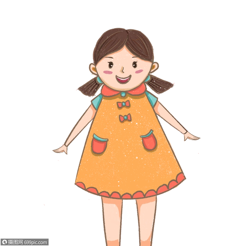 站着的小女孩小女孩图片手绘小女孩