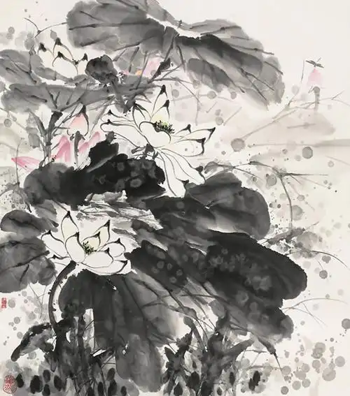 位图 荷花 荷叶 水墨 免费素材