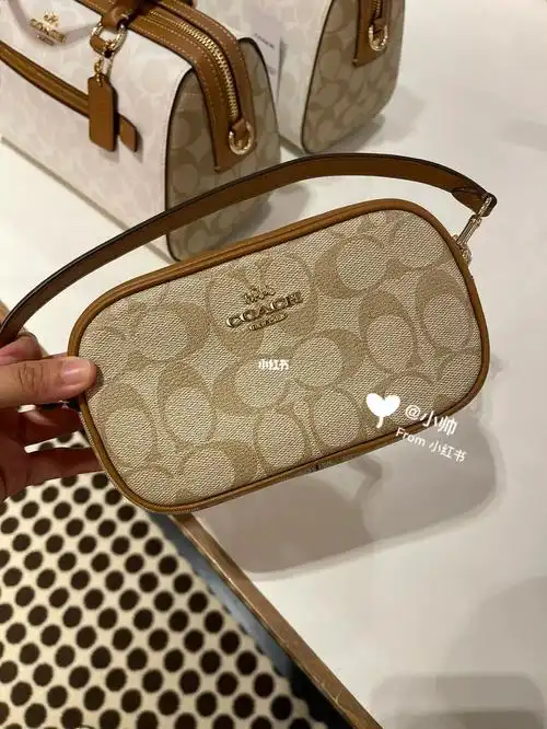 coach新款小手包麻将包jamie奶茶配色