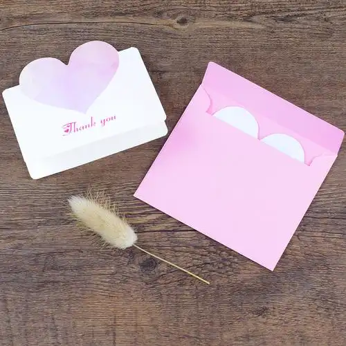 创意小卡卡片简约爱心贺卡心形折叠情人节空白贺卡
