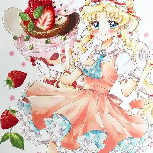 马克笔插画上色效果太好了动漫美少女绘画作品