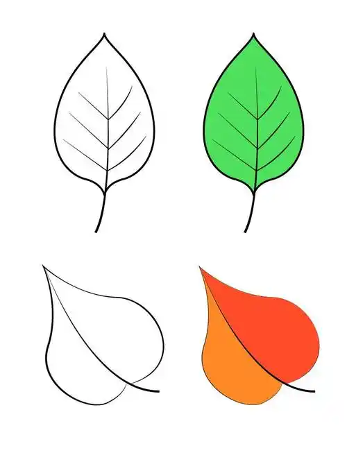 16种不同树叶的儿童简笔画素材,初学者,也可以的树叶简笔画大片树叶简