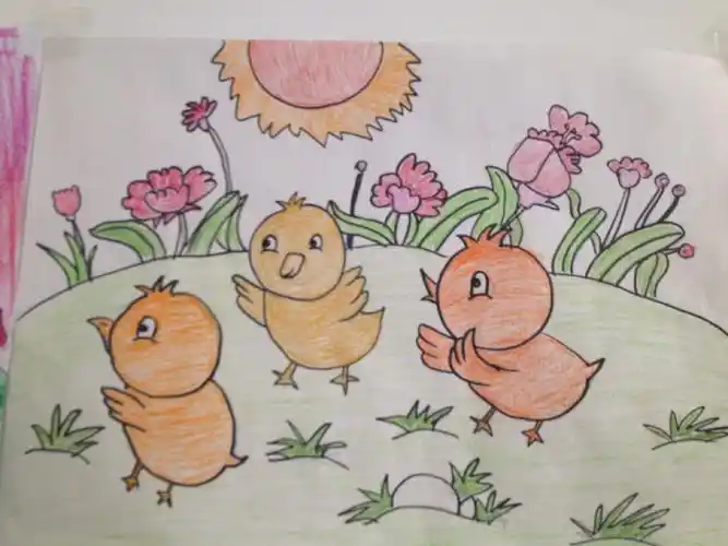 可爱得小鸡.简笔画