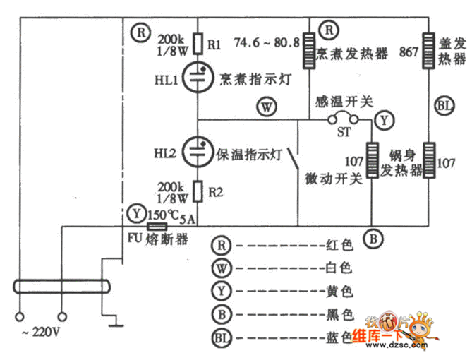 万宝cfxb50-2p电子保温式电饭锅电路图