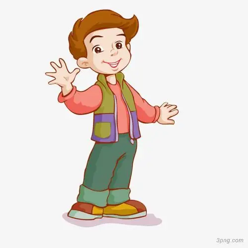 卡通挥手的男孩人物设计