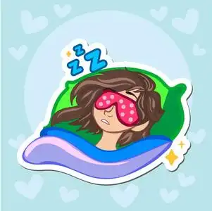 卡通幸福的女人.卡通人物女孩躺在床上的枕头上.甜蜜的梦.