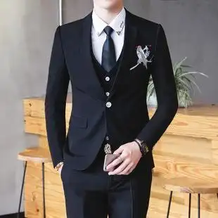 男士结婚白色礼服韩版