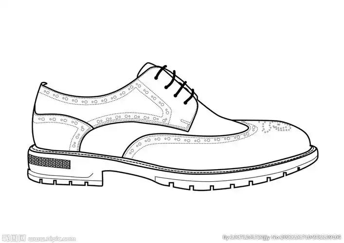 男式正装皮鞋内耳式勾线线稿