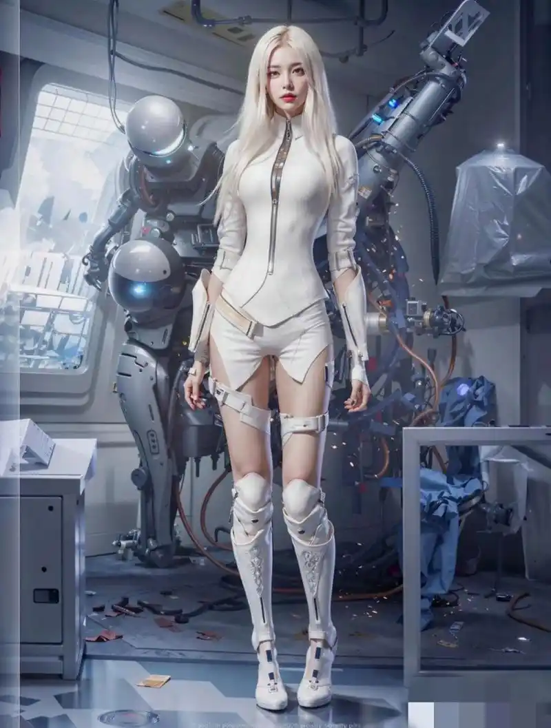 ai美女机械修理师,未来感十足.