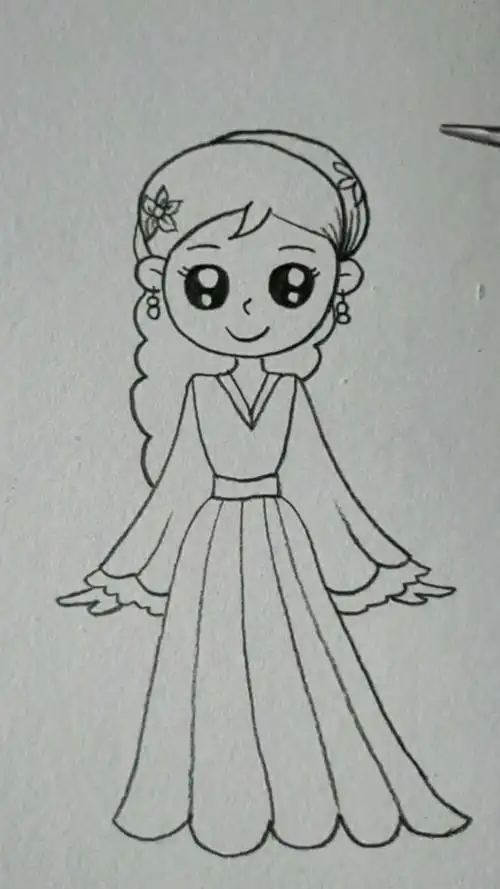 今天教大家简笔画小公主非常的简单易学哦