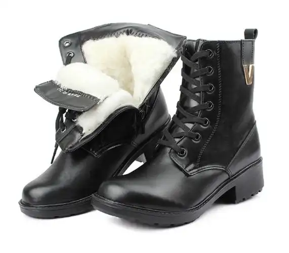 3515强人真皮羊毛军靴女棉靴子军用军品棉鞋作训鞋皮鞋马丁靴皮靴