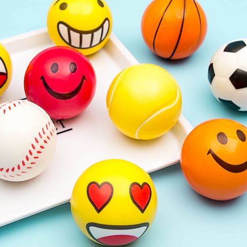 卡通迷你弹力球早教儿童手抓彩色海绵球小篮球足球拍拍小皮球玩具0