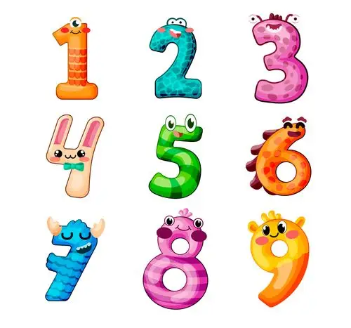 9款彩色动物数字矢量素材