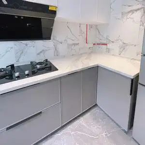 岩板台面定制厨房橱柜人造石岛台纯色石英石灶台仿天然大理石板材