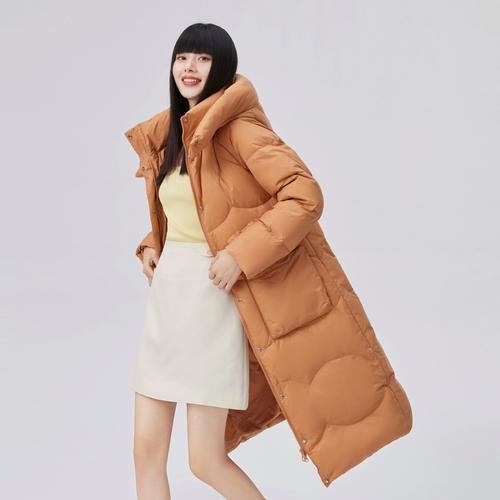 艾莱依鹅绒羽绒服女中长款高端时尚直播爆款感大鹅加厚外套冬装