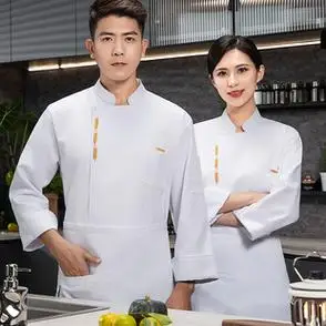 定制厨师工作服长袖秋冬季男印绣餐饮酒店饭店食堂厨房工衣套装女