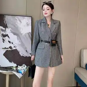 2021秋冬高端品牌新品潮流女欧洲站时尚西装连衣裙显瘦女神范女装